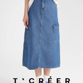 T`CREER｜ 牛仔A字半身裙女 大口袋工装 辰星挽歌 韩版