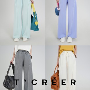 T`CREER｜ 子女 夏日簡(jiǎn)約寬松闊腿抽繩休閑褲 空谷鳴泉