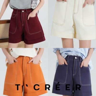 T`CREER｜【栖霞晚】夏日高腰宽松直筒阔腿短裤女