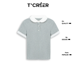 T`CREER｜ 蕾丝花边娃娃领正肩T恤女 琳琅歌 夏日时尚