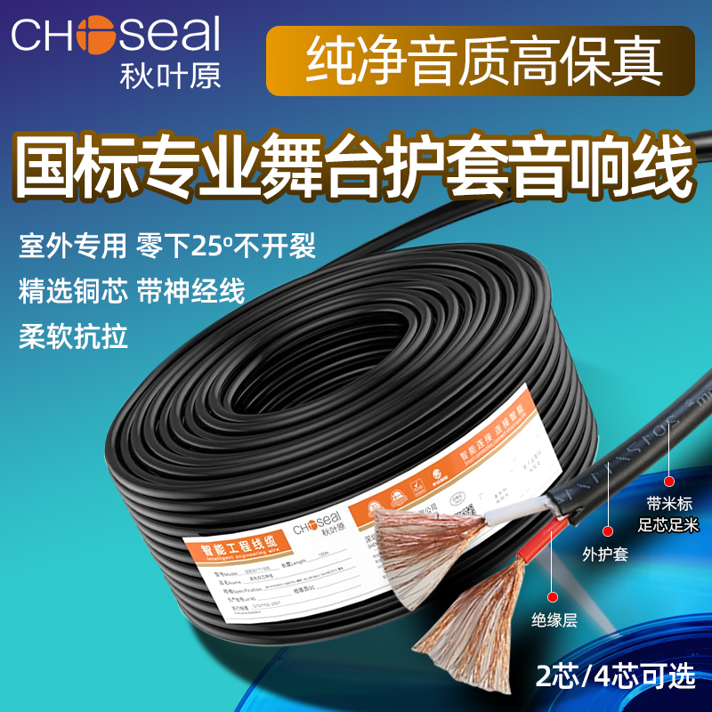 秋叶原专业舞台音响线户外音箱专用音频线2芯4平方EVJV护套喇叭线