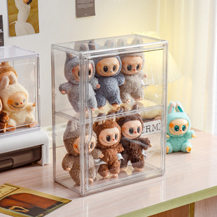 labubu搪胶三代展示盒盲盒收纳展示架拉布布公仔挂件亚克力展示柜