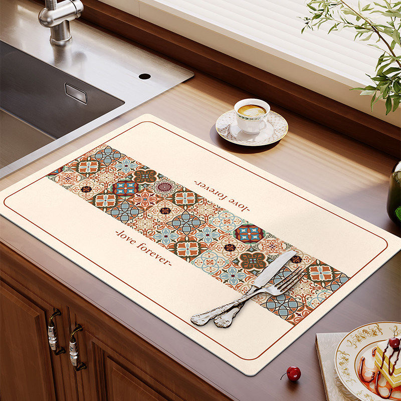 现代美式厨房沥水垫吸水科技绒软垫碗盘台面垫子隔热垫洗漱台杯垫,居家布艺,餐垫,淘宝优惠券,粉丝福利购,淘宝优惠卷