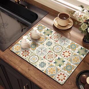 厨房沥水垫覆古洗碗桌面垫硅胶垫厨房台面吸水垫餐桌垫速干隔热垫