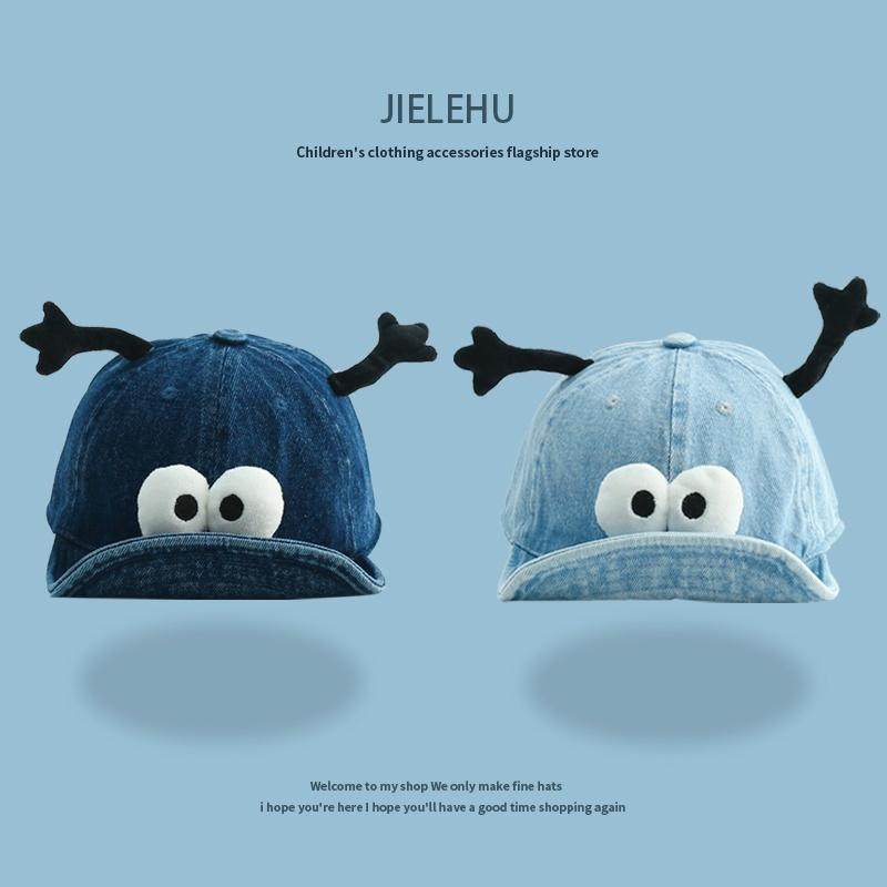 儿童帽子春秋款韩版卡通触角棒球帽男童女童防晒帽宝宝牛仔鸭舌帽