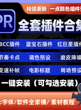 一点颜色Pr插件合集一键安装包卡点磨皮调色蓝宝石BCC红巨星2025
