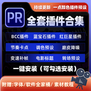 一点颜色Pr插件合集一键安装包卡点磨皮调色蓝宝石BCC红巨星2025