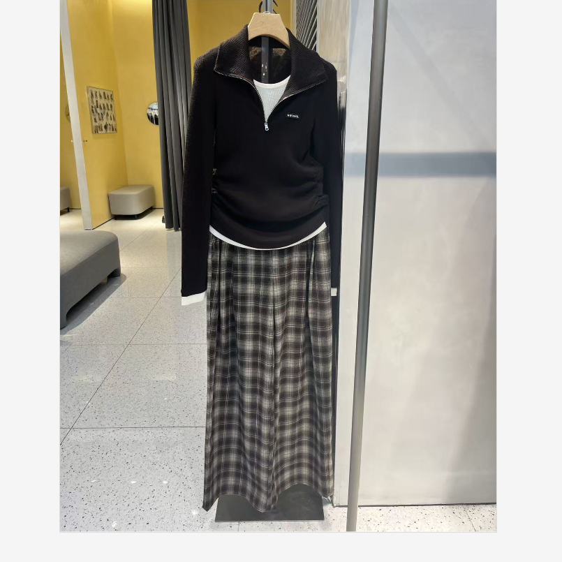 艾诺丝复古格子休闲裤