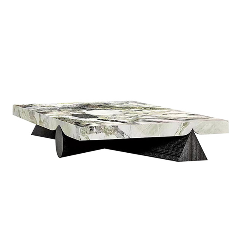意式轻奢极简天然冷翡翠大理石茶几方形geo lowtable奢石别墅茶桌