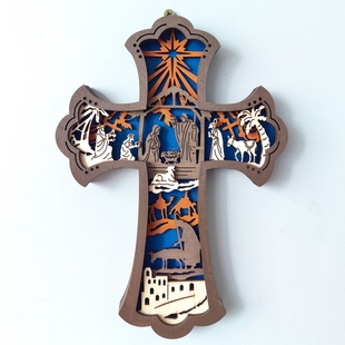 圣诞节场景木质工艺品木制圣诞挂件家居圣诞树橱窗布置装饰品礼物