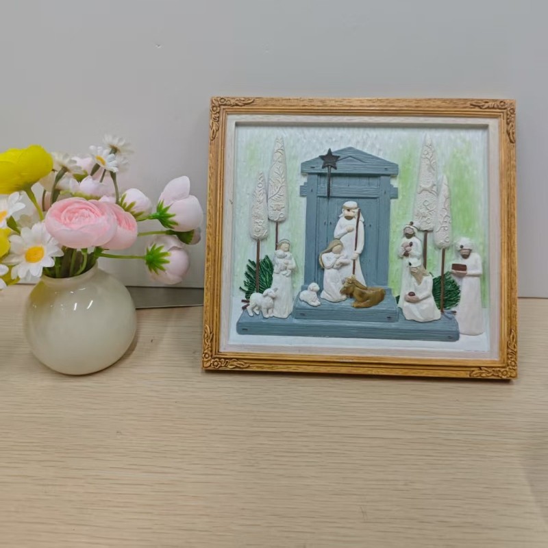 2025圣诞节诞生降临场景马槽组摆件装饰画工艺品家居氛围布置装饰