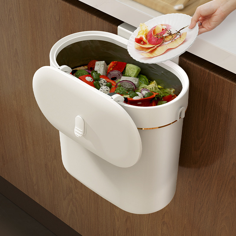 厨房垃圾桶壁挂式家用2026新款带盖柜门壁挂垃圾筒厨余收纳桶