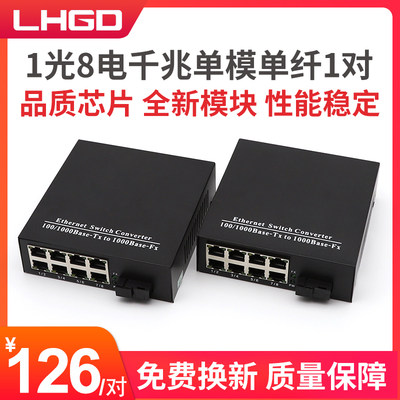 LHGD千兆1光8电光纤收发器1对