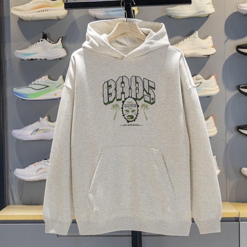 李宁男子连帽宽松休闲套头卫衣