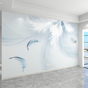 2026新款电视背景墙壁画简约大气壁纸定制立体壁布羽毛影视墙布