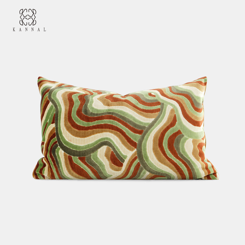 花田中古法式红绿梯田靠垫