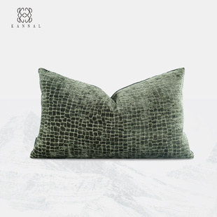 极简喜马拉雅深灰绿色几何浮雕抱枕样板间别墅腰枕 无人之境