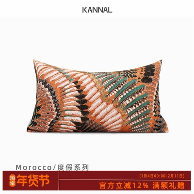 摩洛哥自然风羽翼图案橘色抱枕