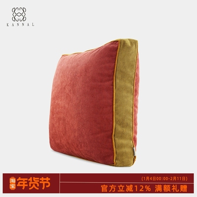 新凡尔赛『VERSAILLES』复古红色高端灯芯绒靠垫样板间立体方枕