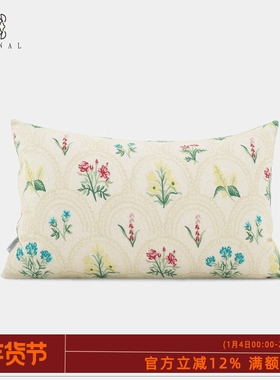 Garden Florals『Charm』高级法式花朵棉麻刺绣四季靠垫别墅腰枕