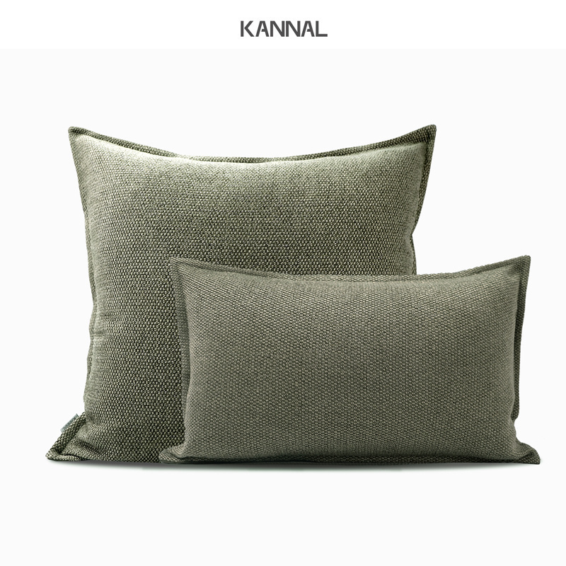 干草灰绿色棉麻样板间售楼处抱枕