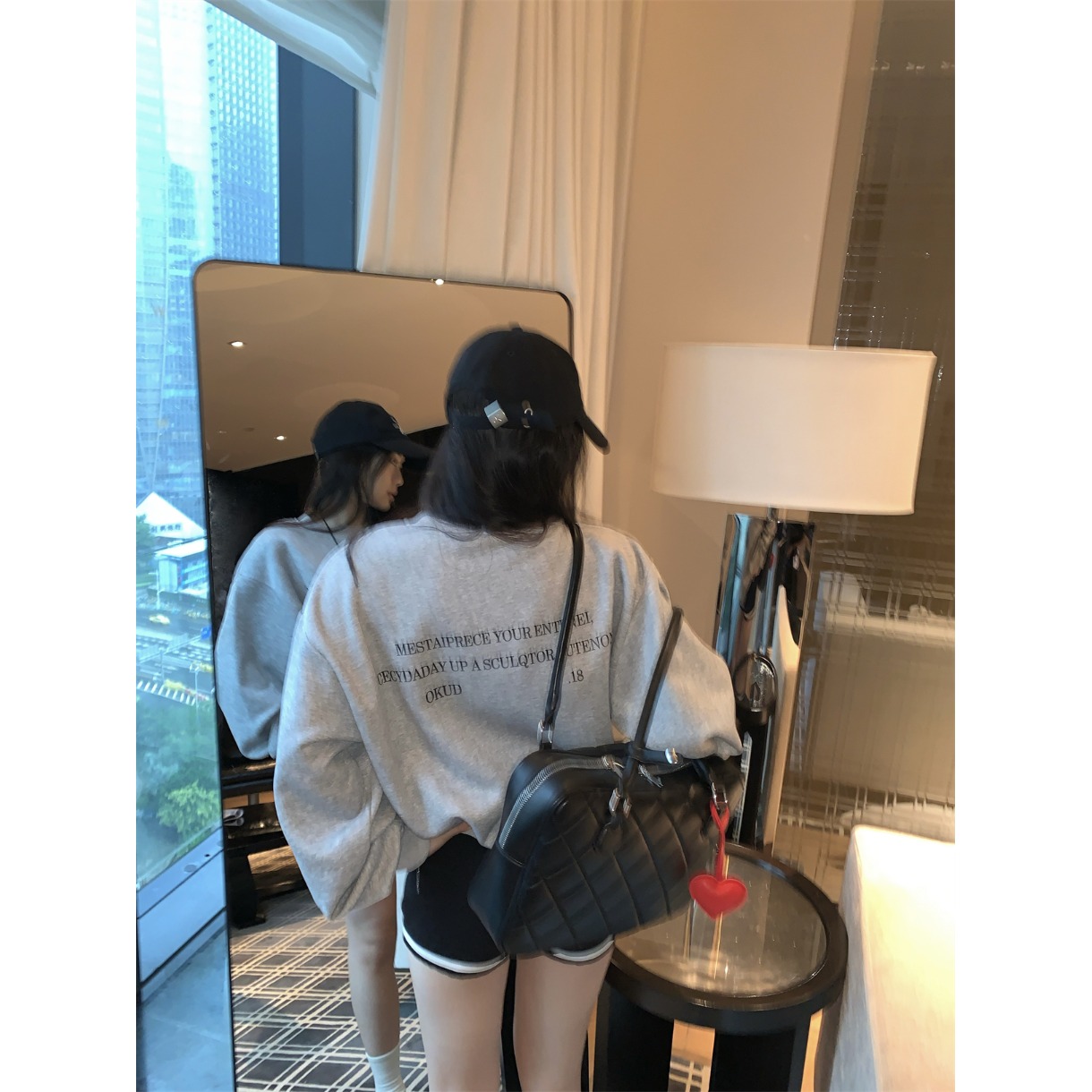 字母前后印花加绒卫衣长袖卫衣