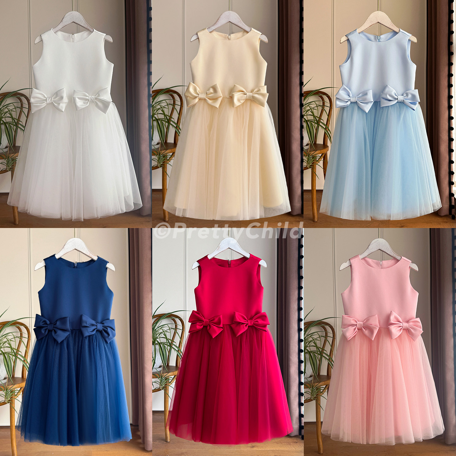 新款女童生日公主裙简约大方儿童礼服女宝周岁纱裙春夏短款演出服