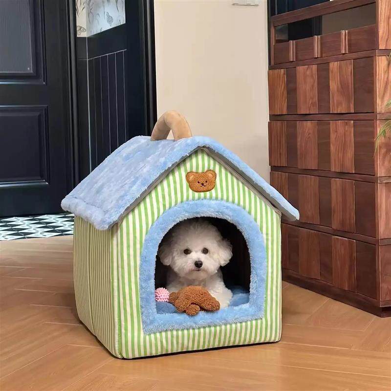 狗窝封闭式安全感冬季保暖可拆洗猫窝小型犬比熊泰迪宠物窝狗厂家