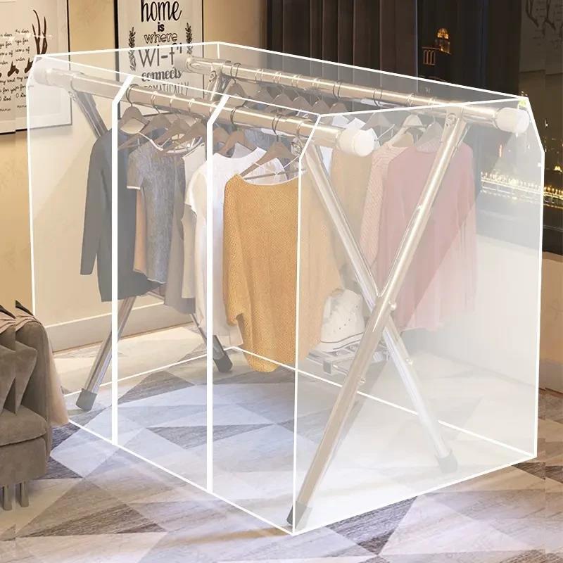 X型落地晾衣架防尘罩塑料透明衣物羽绒服衣服防尘袋家用遮尘厂家