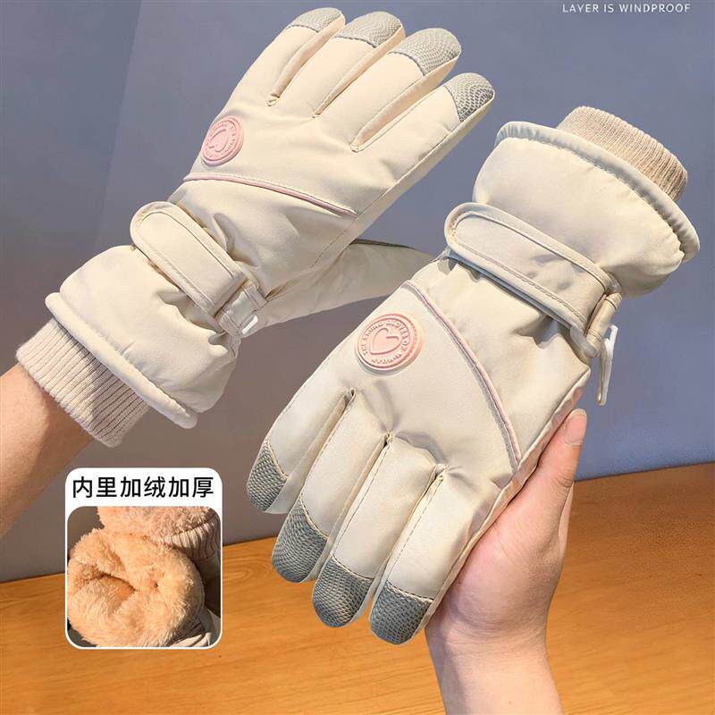 滑雪手套女冬加厚保暖加绒东北电动车防寒防风可触屏防水骑行厂家