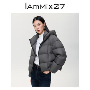 IAmMIX27冬季连帽羽绒服女短款加厚95绒轻暖保暖泡芙面包服外套女