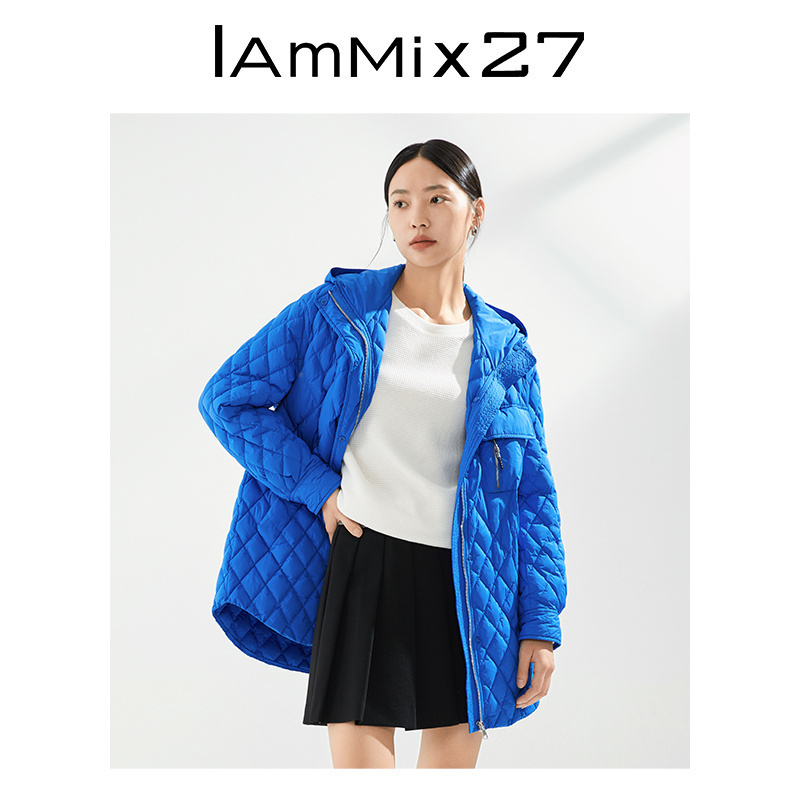 IAmMIX27冬季连帽羽绒服女宽松轻薄款休闲百搭保暖90白鸭绒外套女