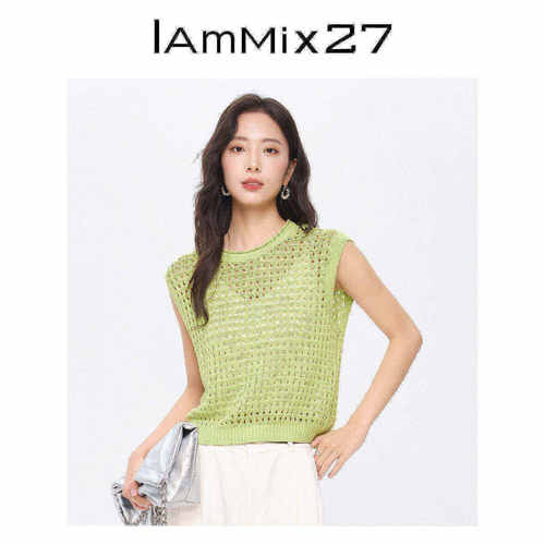 IAM27春夏薄款镂空针织背心女