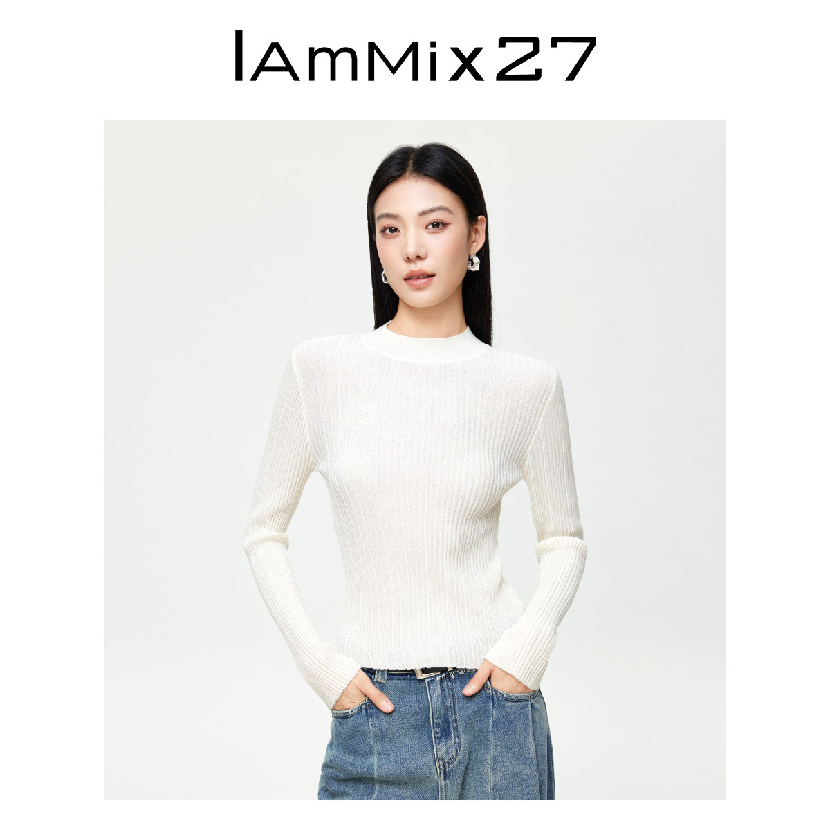 iammix27冬季半高领套头针织衫