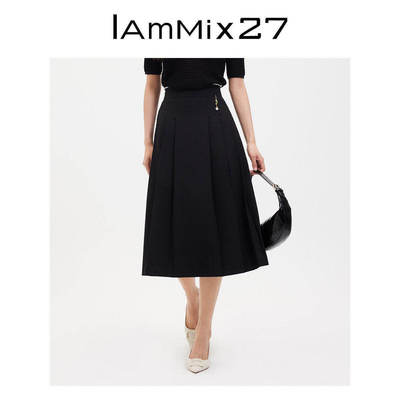 IAmMIX27黑色高腰显瘦长裙