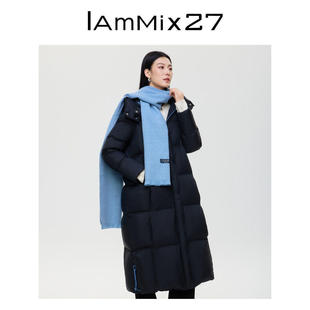 IAmMIX27冬季连帽羽绒衣女长款加厚保暖简约百搭宽松羽绒服外套女