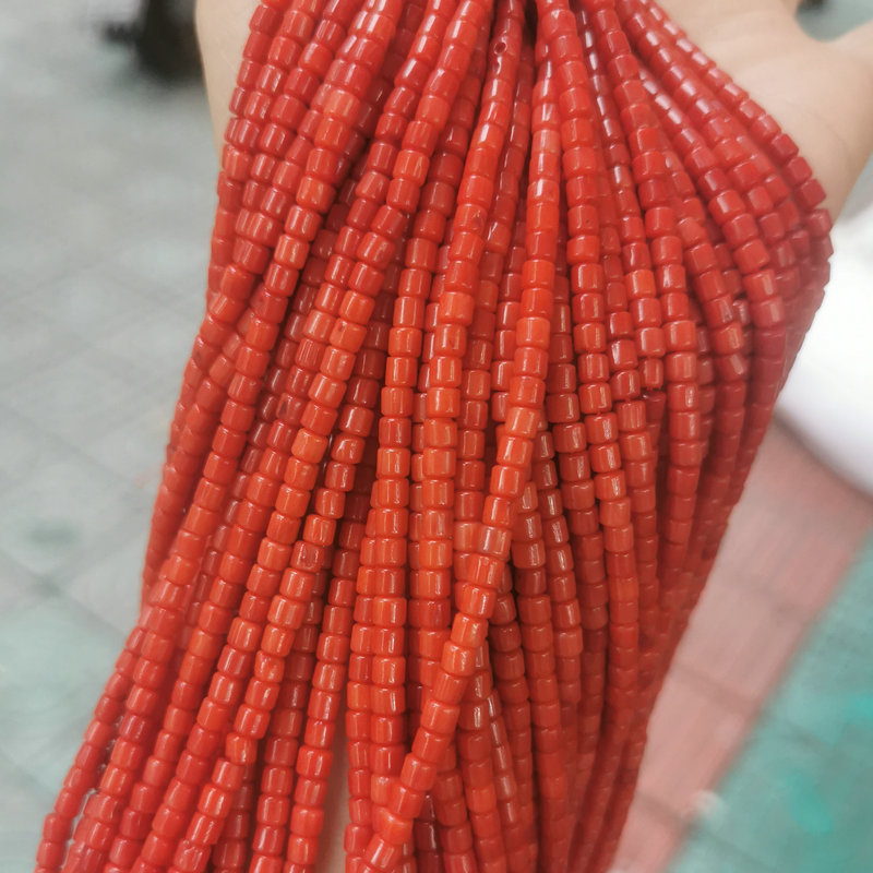3*3mm海竹珊瑚圆管红色海竹散珠半成品diy手链项链隔珠藏式配件