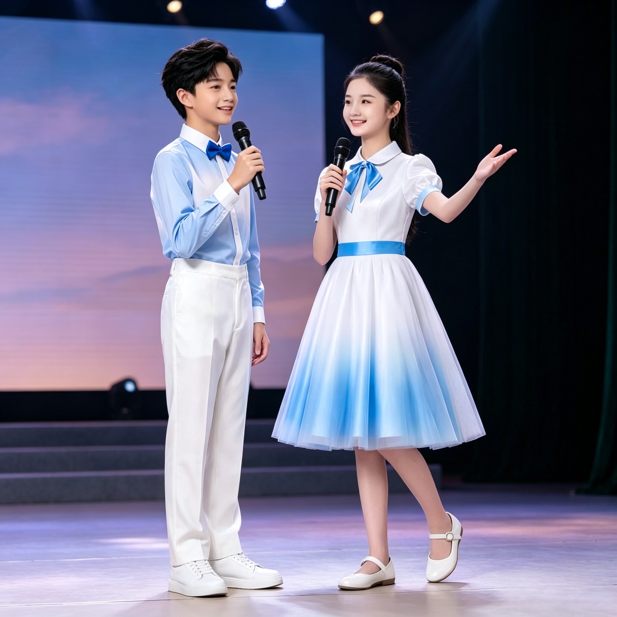 中学生合唱朗诵演出服儿童男童女童礼服套装舞台表演走秀晚会服