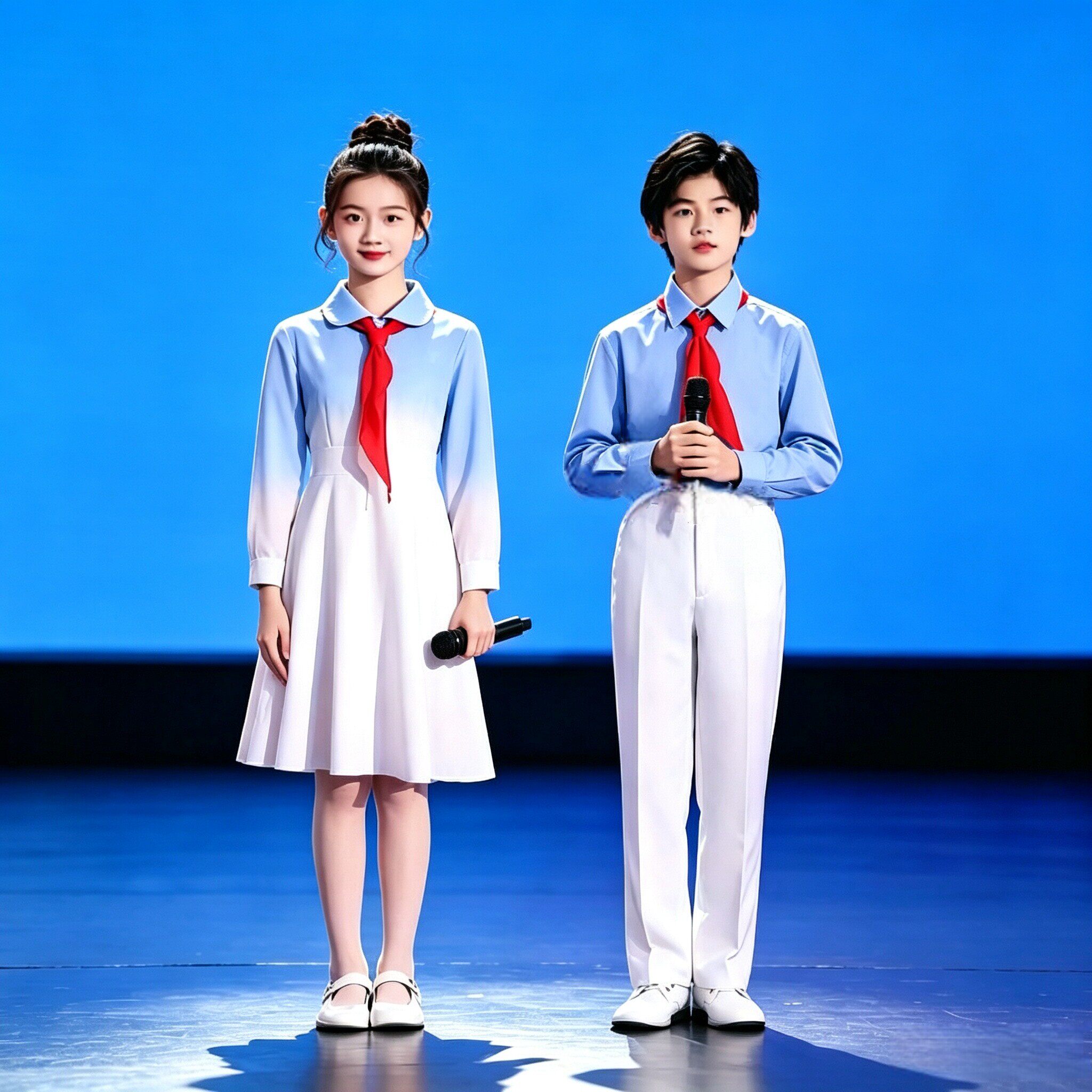 男女中小学生大合唱演出服装红领巾儿童诗歌朗诵文艺汇演表演服