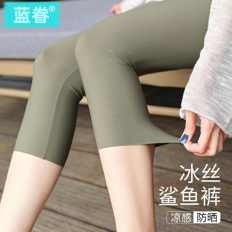 加档七分鲨鱼裤女外穿2025新款夏薄款高腰收腹瑜伽提臀打底裤
