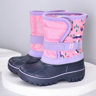 2025冬款爆款儿童滑雪靴户外防滑防水中筒靴加厚保暖小学生棉雨靴