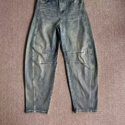 复古做旧黄泥水洗牛仔裤