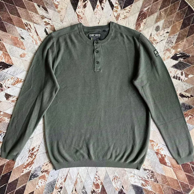 暗绿做旧水洗纯棉针织衫