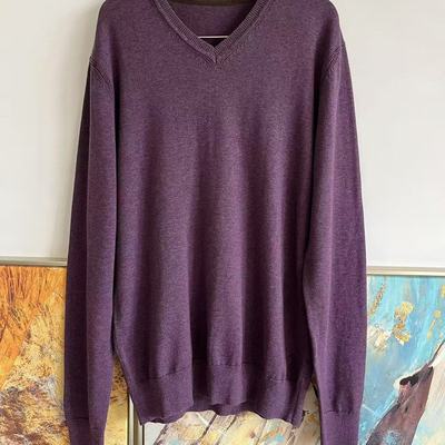 水洗纯棉毛线V领针织衫春秋