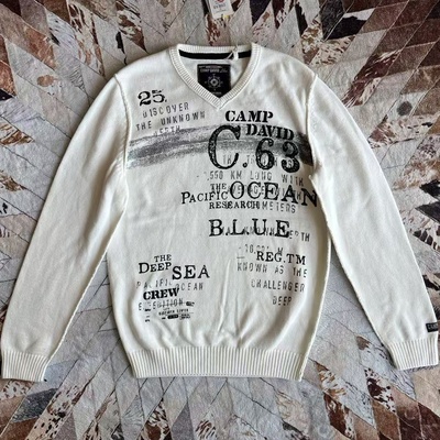 字母印花纯棉圆领针织衫