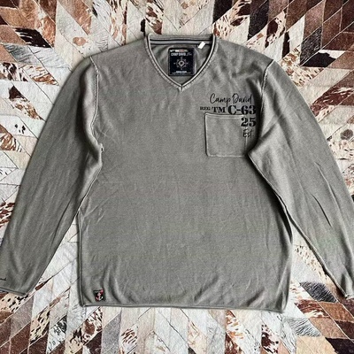 做旧水洗纯棉V领针织衫