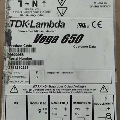 议价TDK-Lambda Vega650 K60096B电源可维修