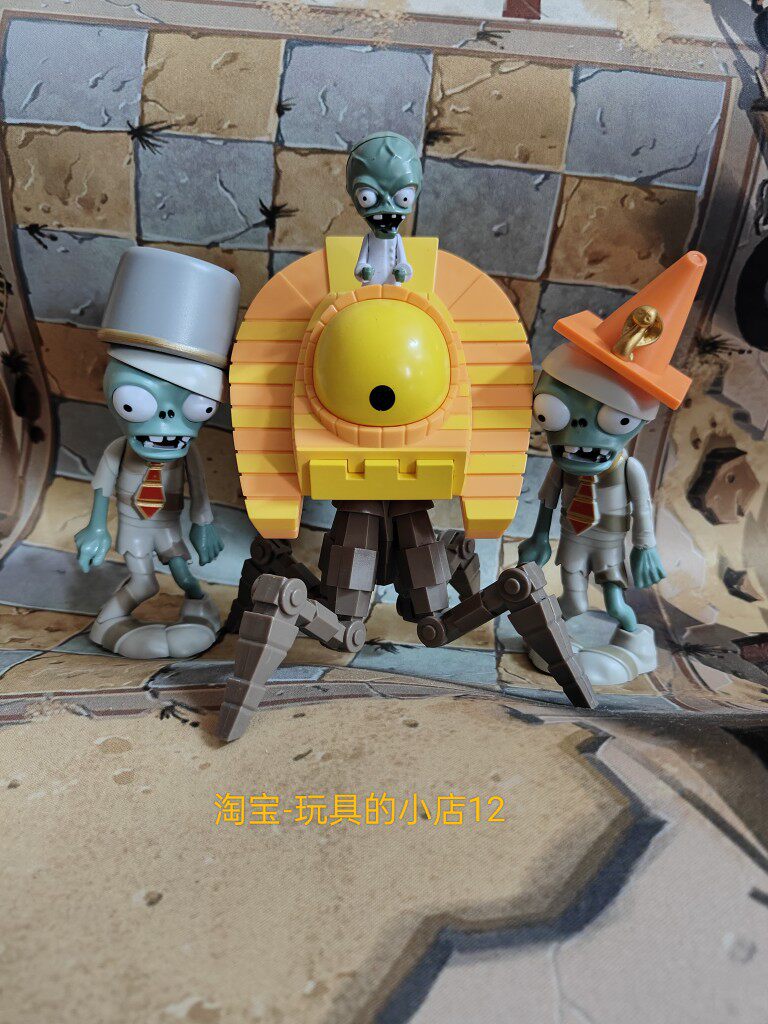 正版植物大战僵尸玩具大号埃及僵尸博士三重射手豌豆公仔机甲巨人