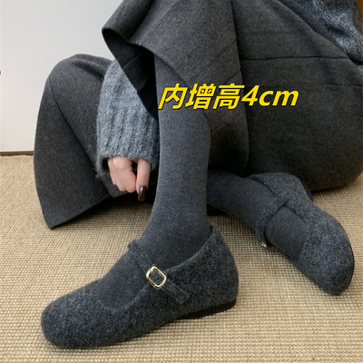 现货送运费险单鞋女厚底加绒棉鞋