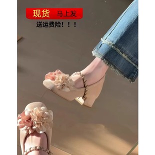 法式山茶花单鞋女2025新款配裙子小个子内增高玛丽珍鞋晚风温柔鞋